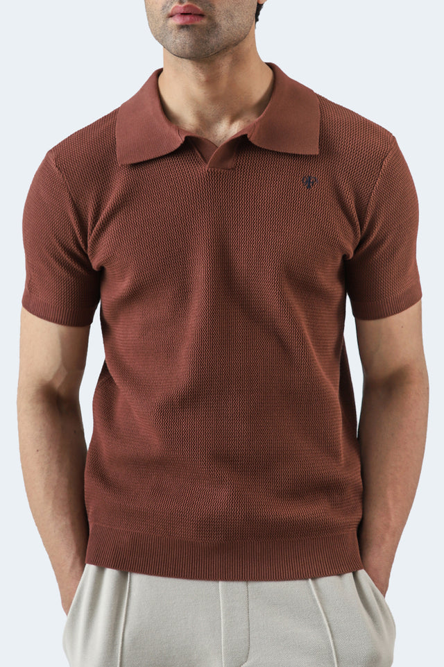 Johnny Collar Textured Polo