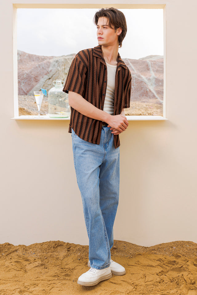 Cuban Collar Textured Shirt