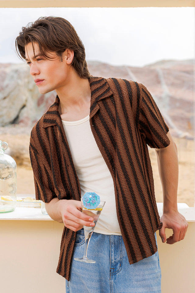 Cuban Collar Textured Shirt