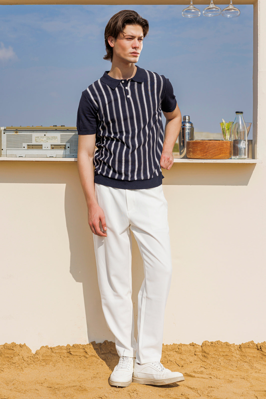 Button Textured Polo