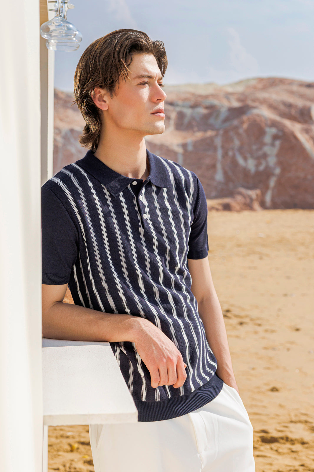 Button Textured Polo