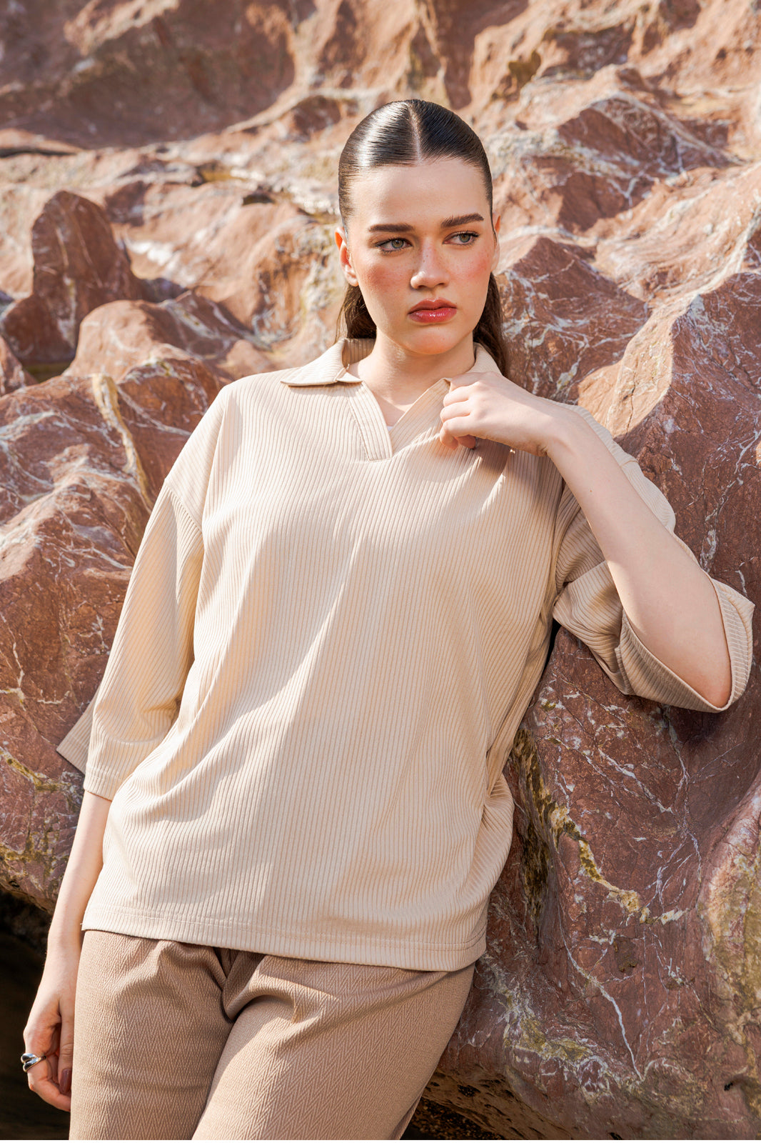 Johnny Collar Drop Shoulder Polo