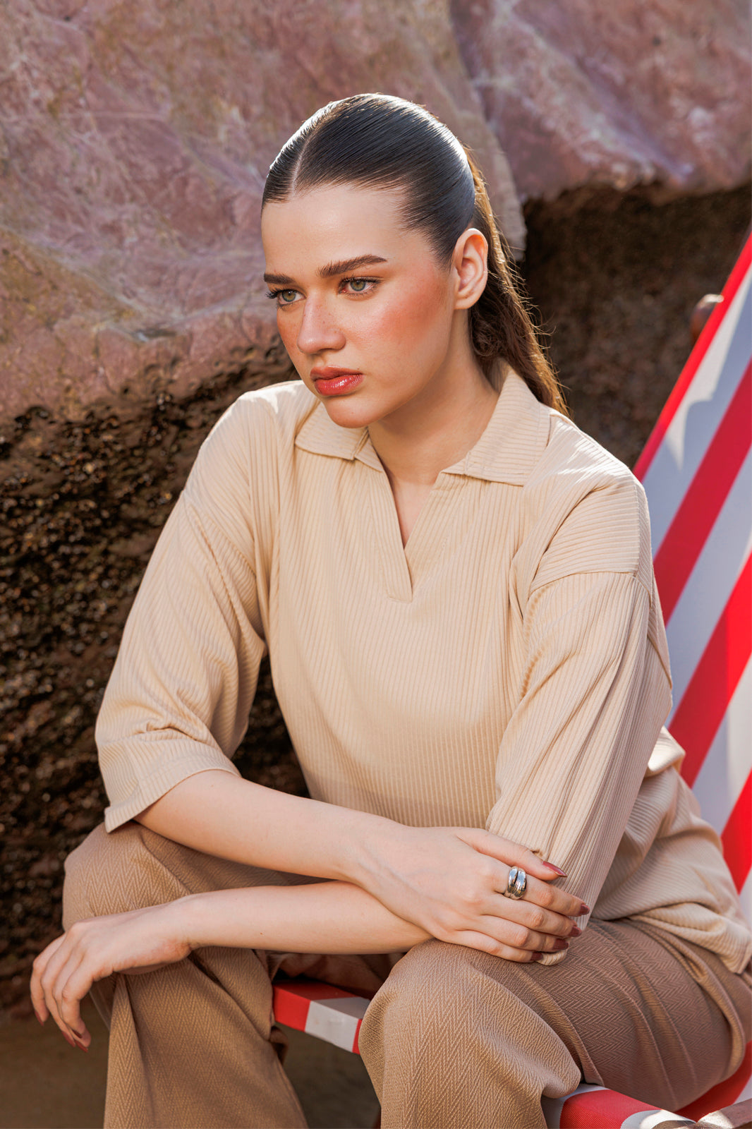 Johnny Collar Drop Shoulder Polo