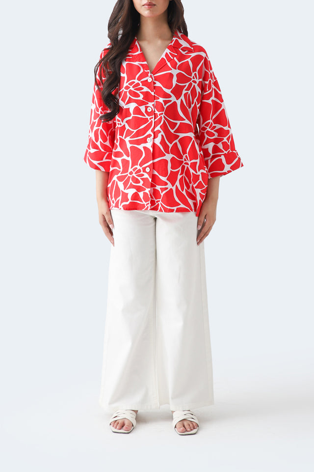 Printed Cuban Collar Shirt