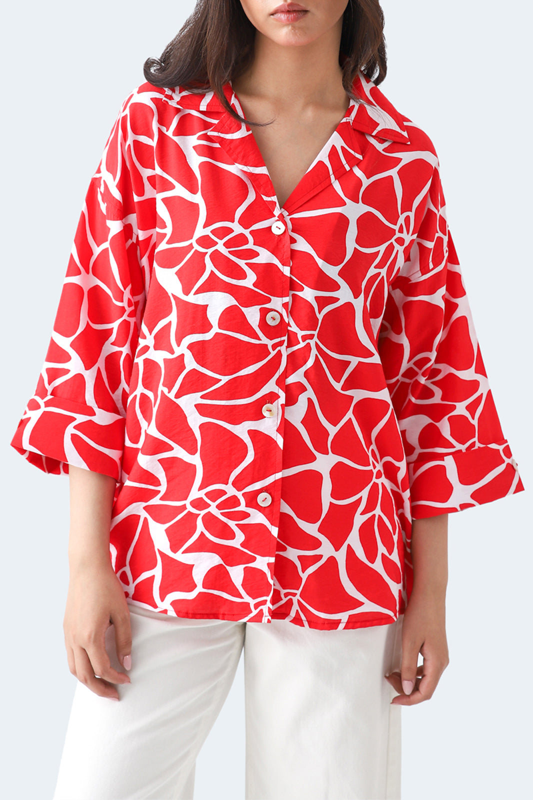 Printed Cuban Collar Shirt