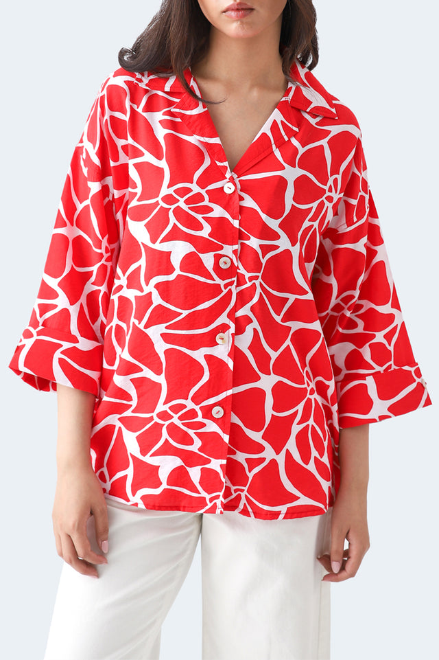 Printed Cuban Collar Shirt