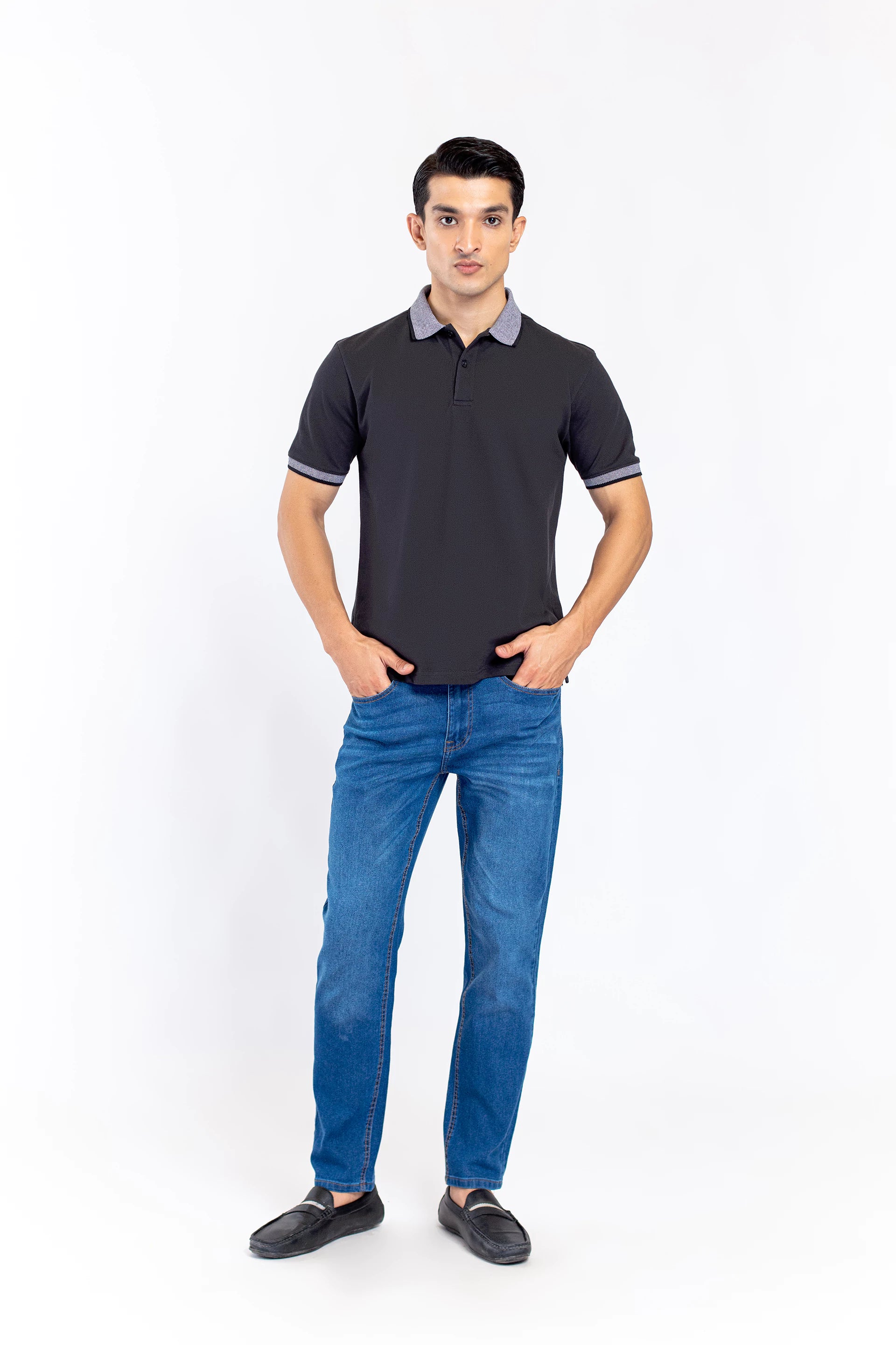 Jacquard Collar Polo Shirt - 9figure