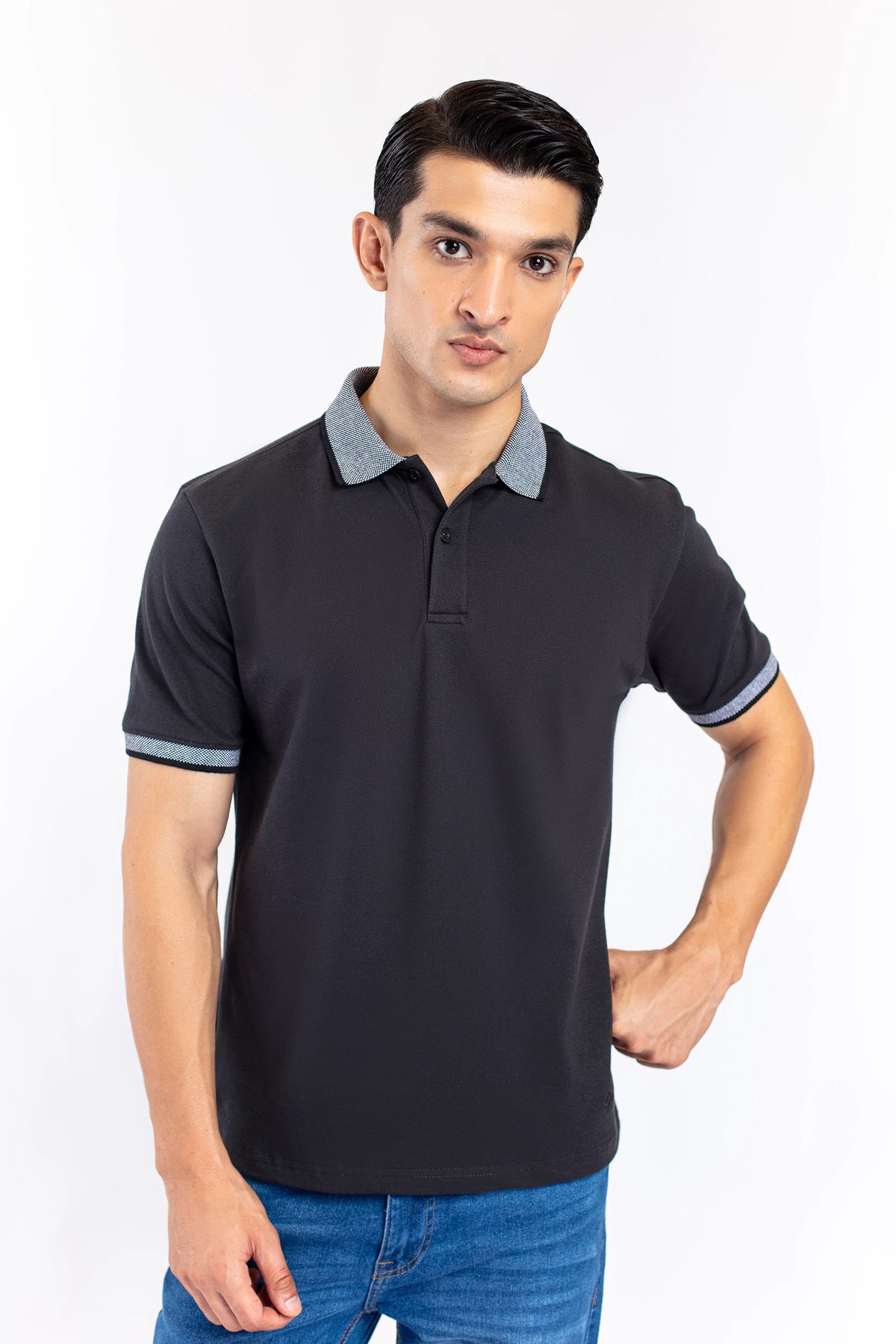 Jacquard Collar Polo Shirt - 9figure