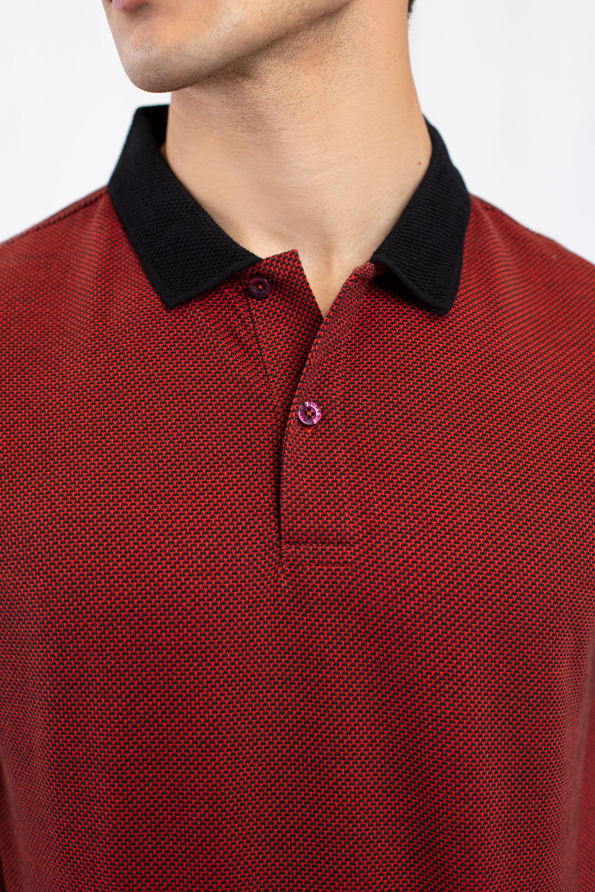 Jacquard Collar Polo Shirt - 9figure