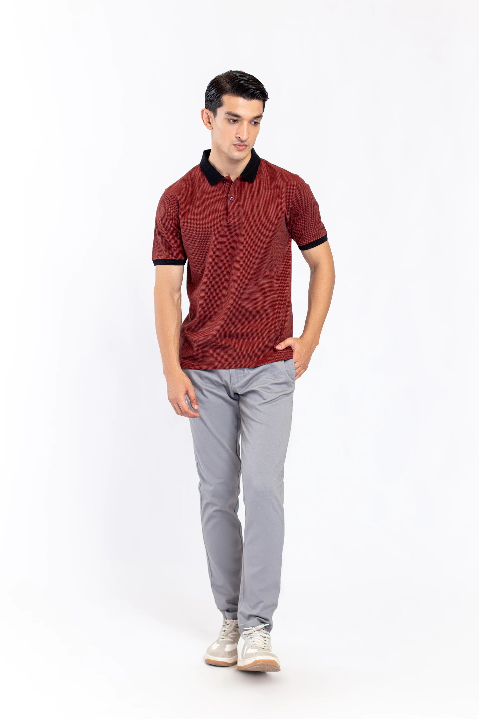 Jacquard Collar Polo Shirt - 9figure