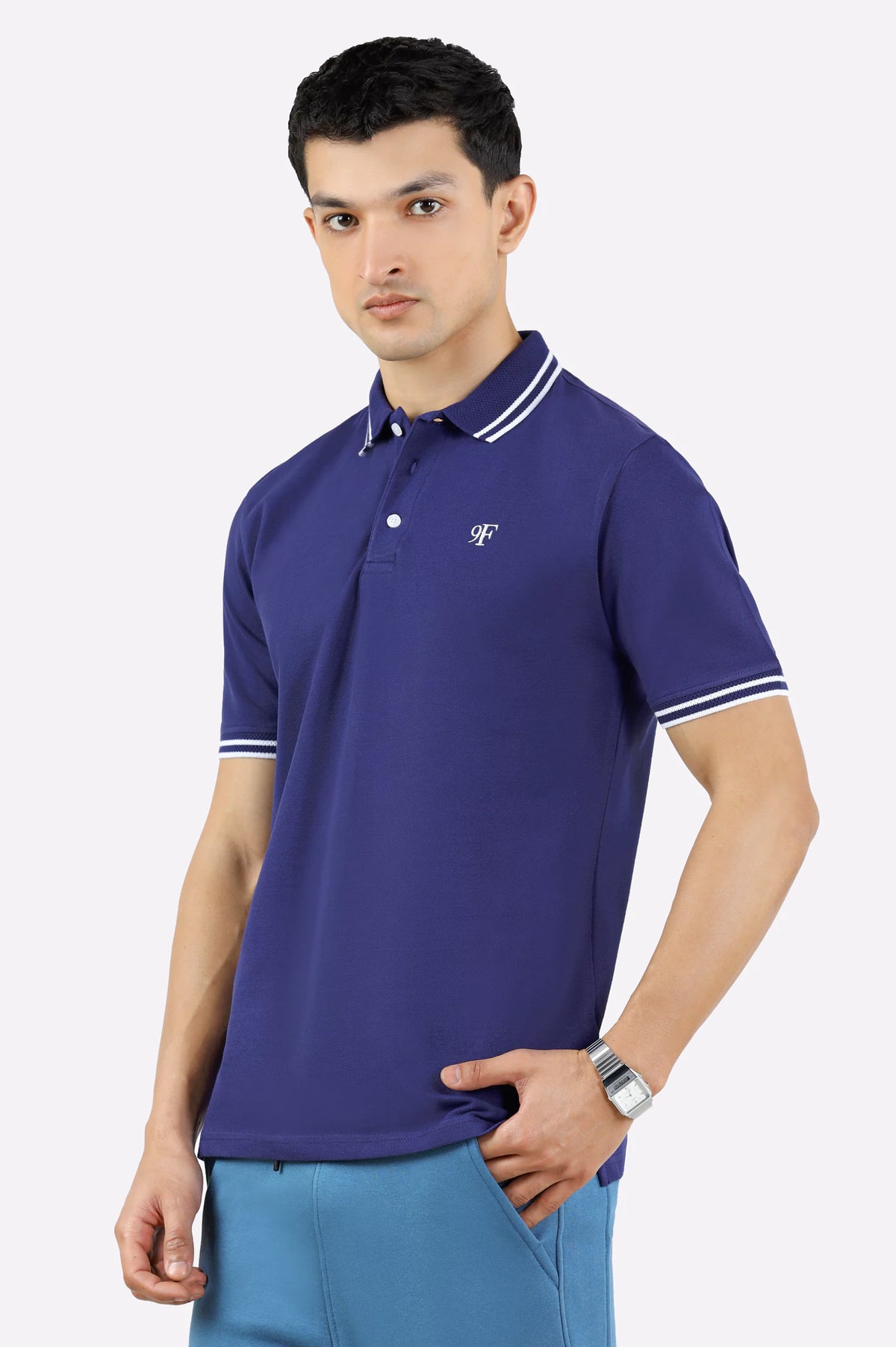 Jacquard Collar Polo Shirt