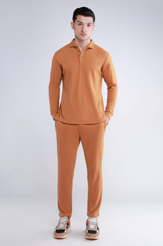 Mens Thermal Knitted Polo Sweatshirt