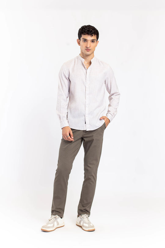 Mandarin Collar Textured Shirt - 9figure
