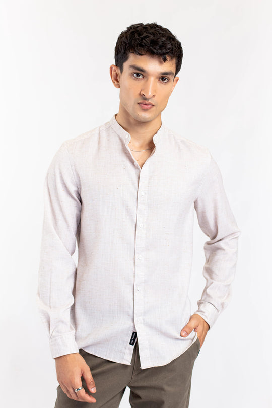 Mandarin Collar Textured Shirt - 9figure