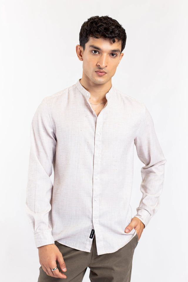 Mandarin Collar Textured Shirt - 9figure