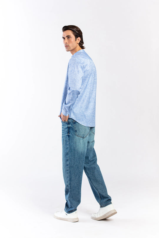 Mandarin Collar Textured shirt - 9figure