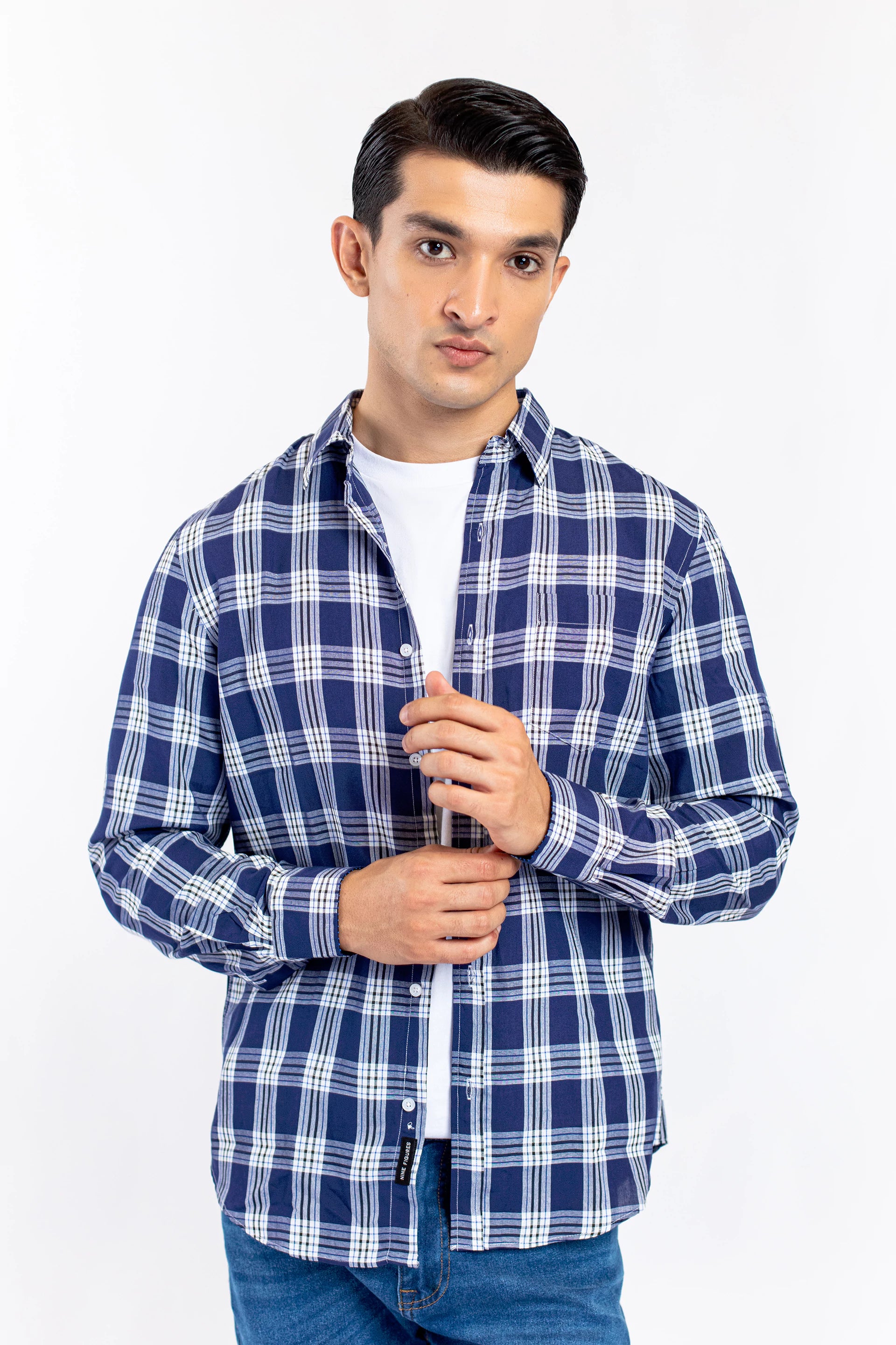 Basic Collar Checkered Shirt - 9figure