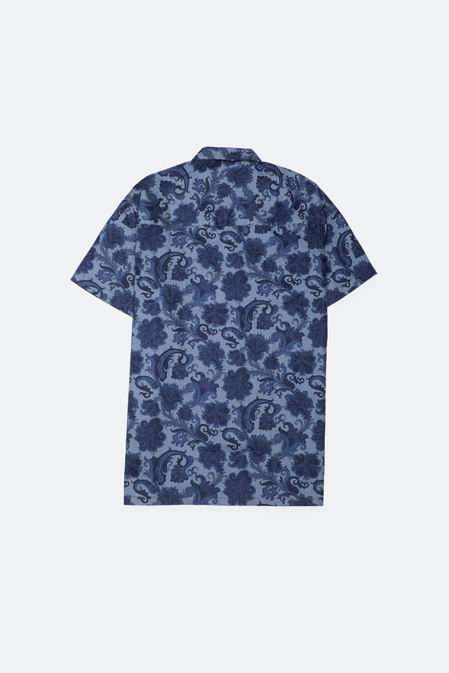 Cuban Collar Printed Shirt