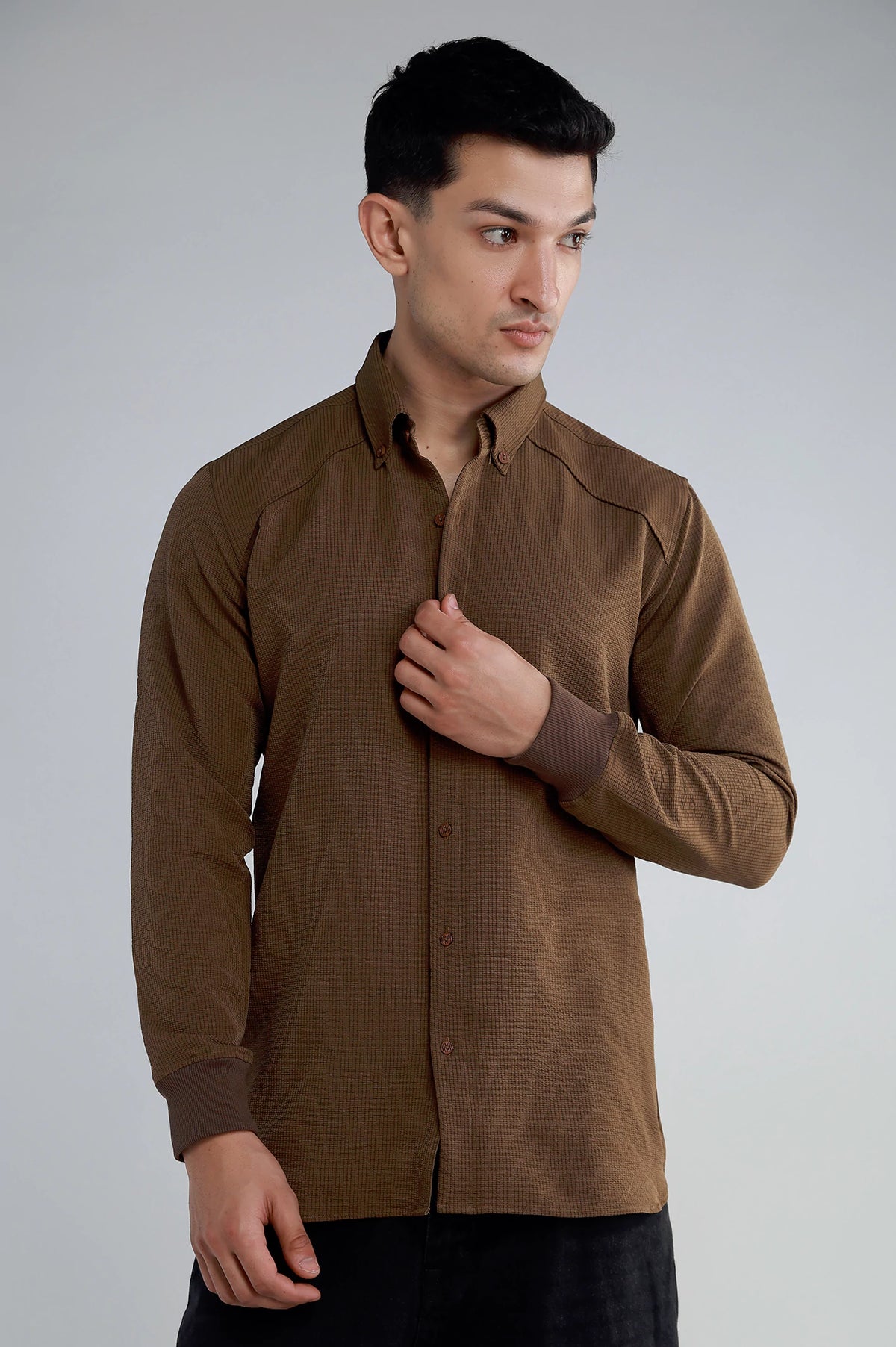 Men's Basic Collar Ribb Cuff Shirt