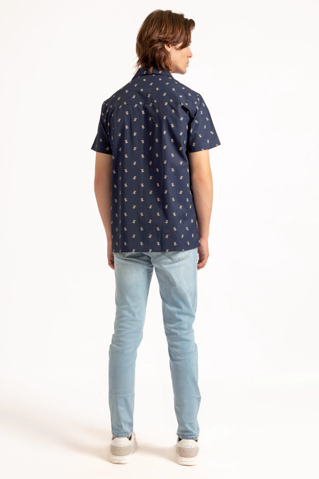 Cuban Collar Printed Shirt