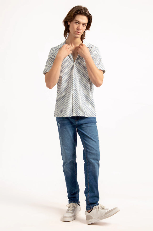 Cuban Collar Printed Shirt