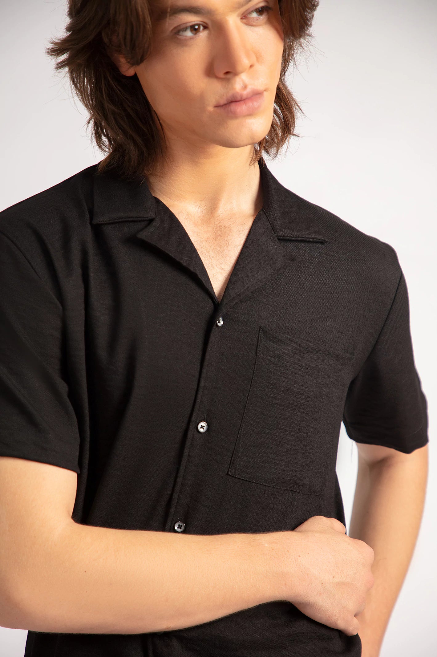 Cuban Collar Textured Shirt