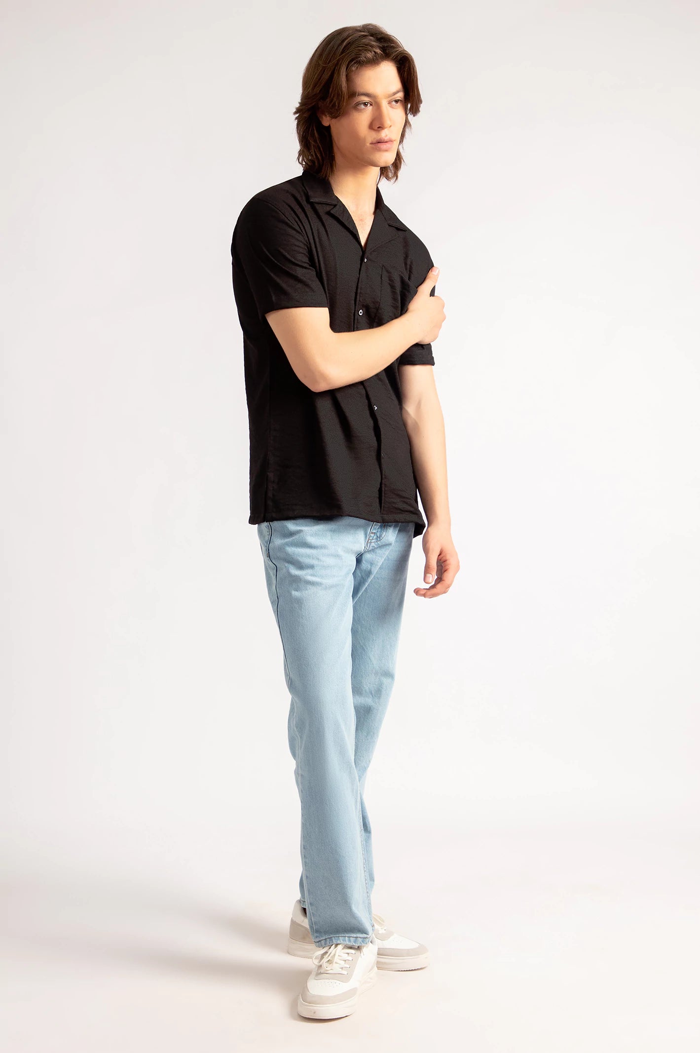 Cuban Collar Textured Shirt
