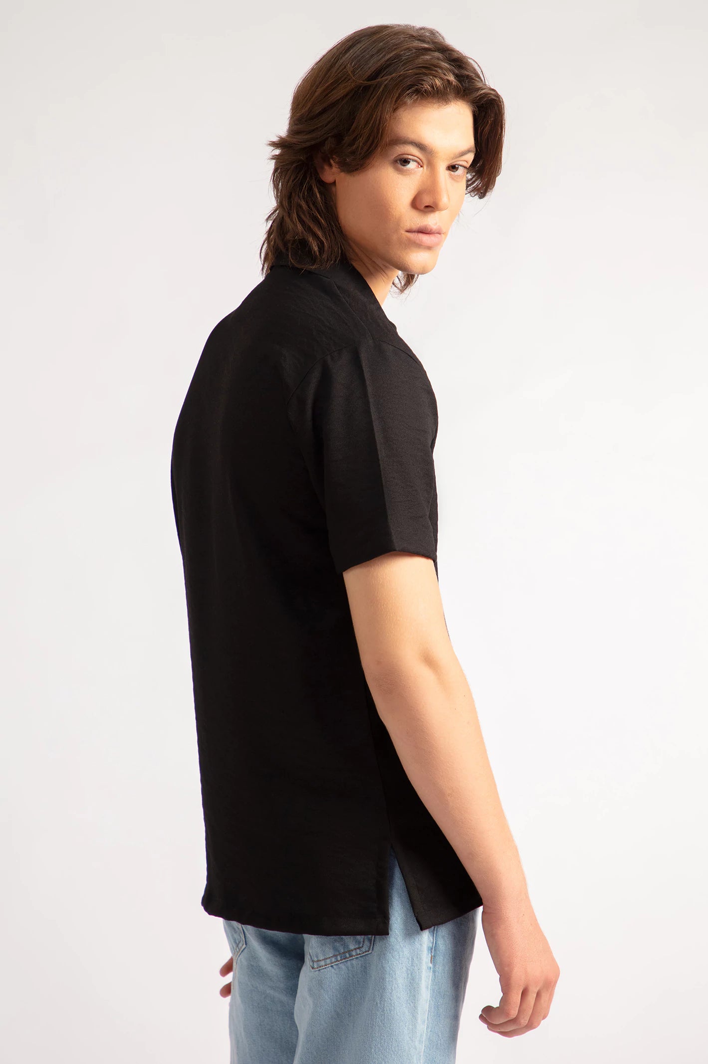 Cuban Collar Textured Shirt