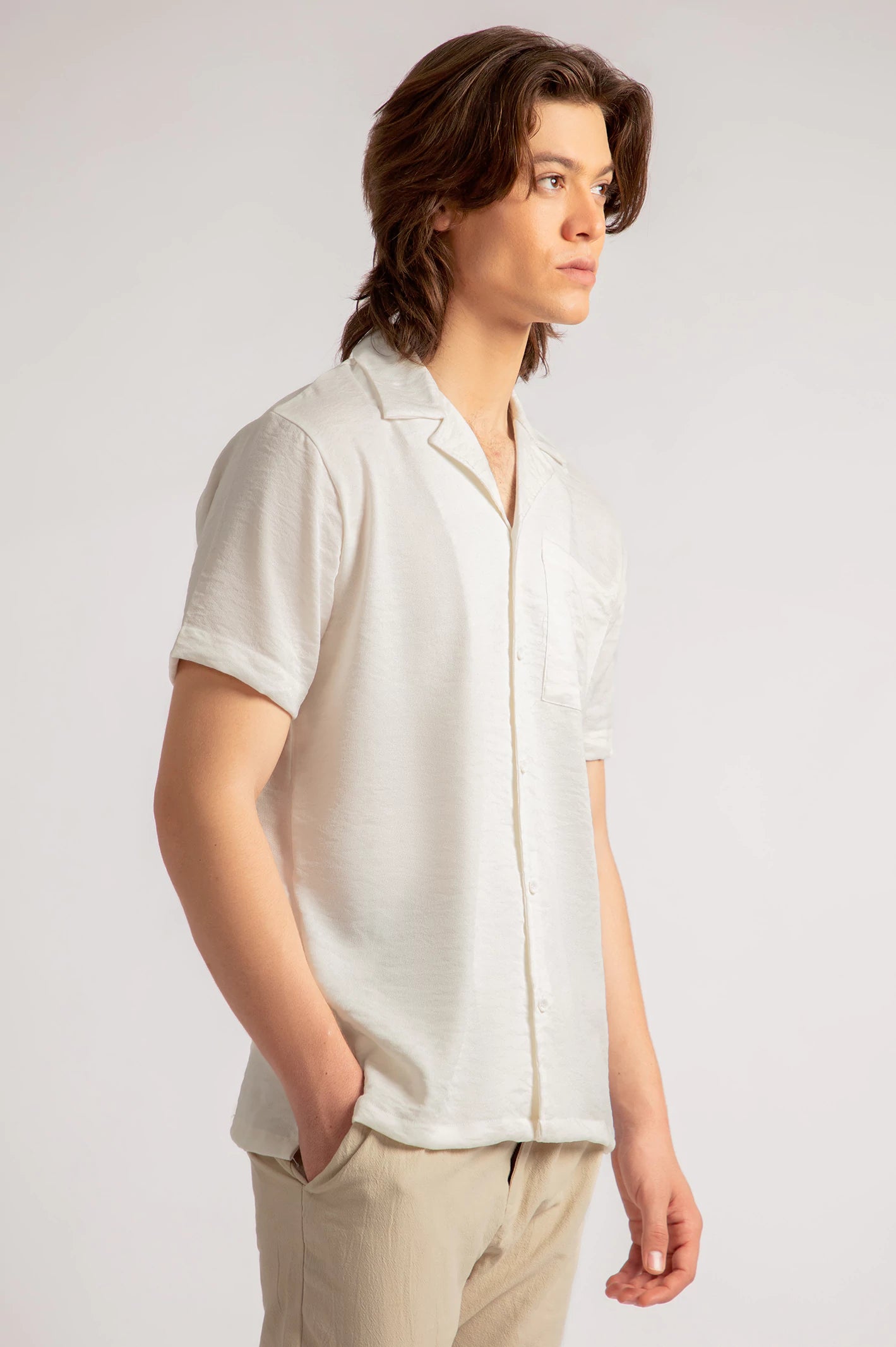 Cuban Collar Textured Shirt