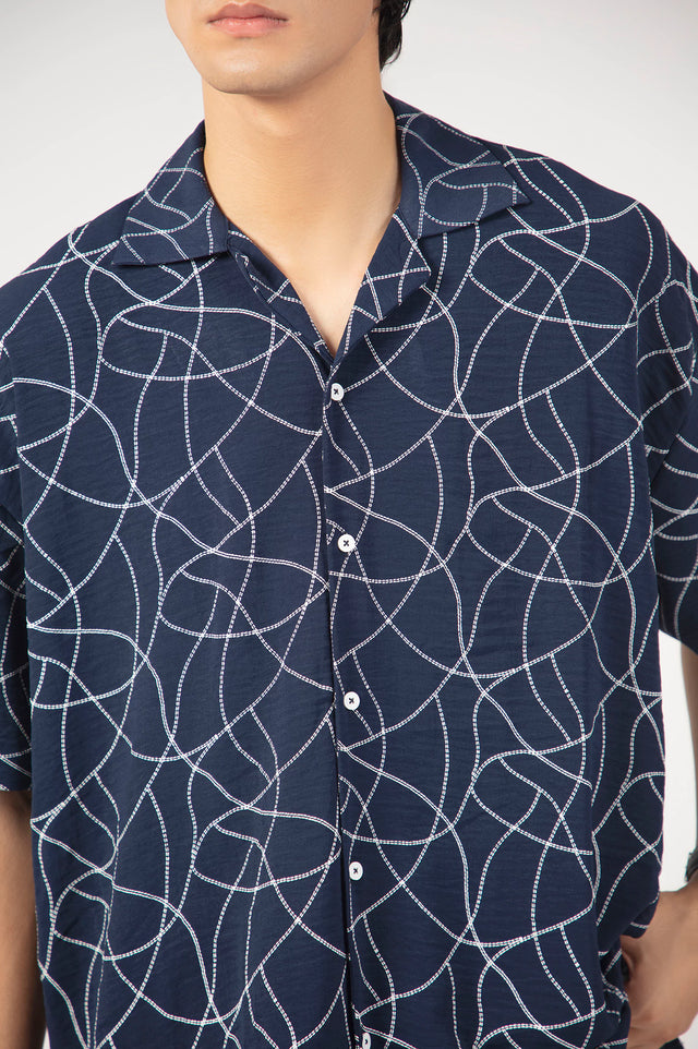 Cuban Collar Printed Shirt