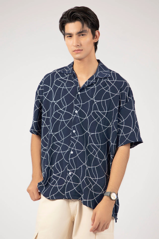 Cuban Collar Printed Shirt