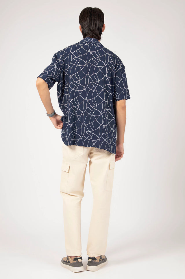 Cuban Collar Printed Shirt