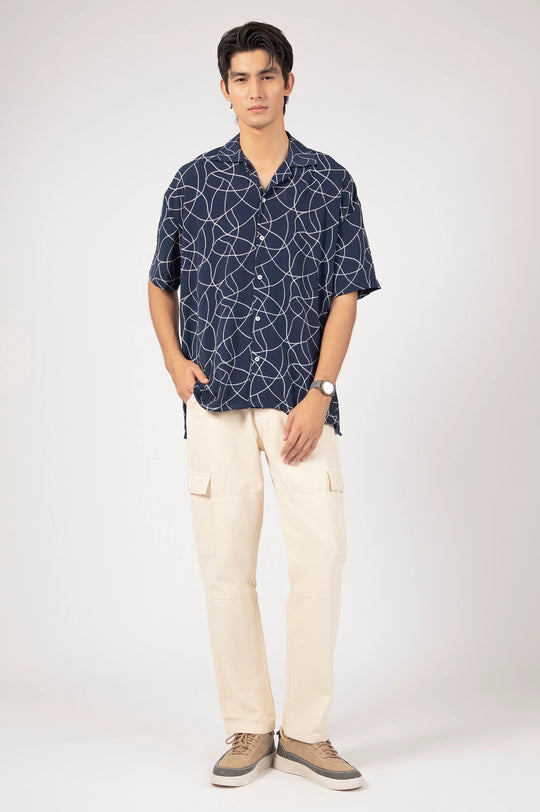 Cuban Collar Printed Shirt