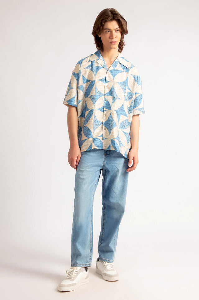 Cuban Collar Printed Shirt