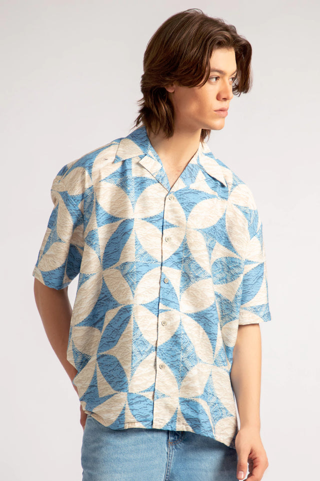 Cuban Collar Printed Shirt