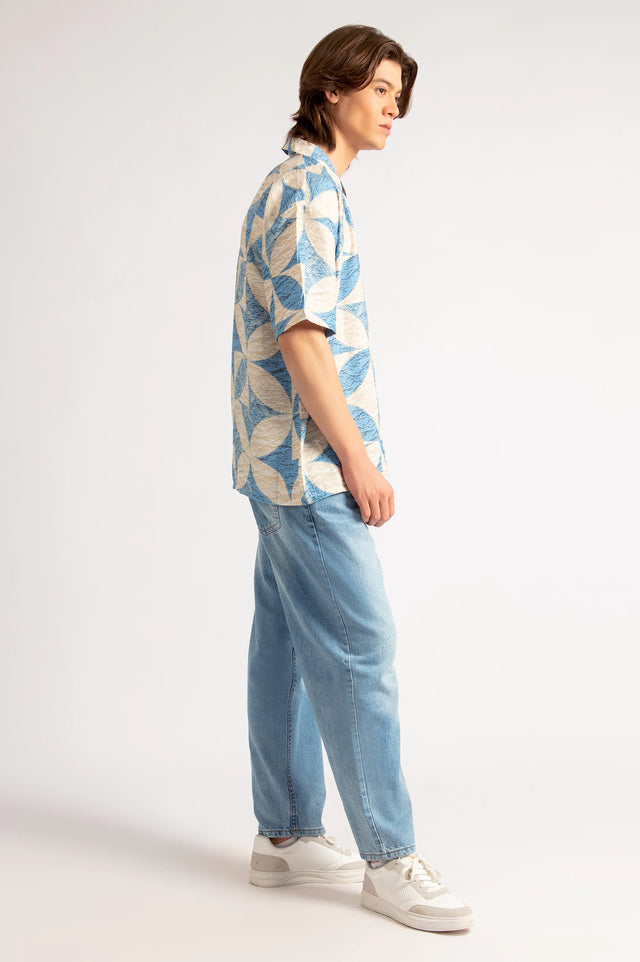 Cuban Collar Printed Shirt