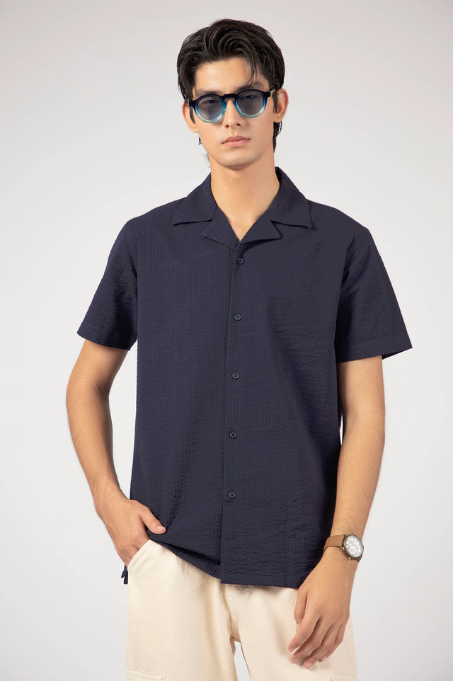 Cuban Colllar Textured Shirt