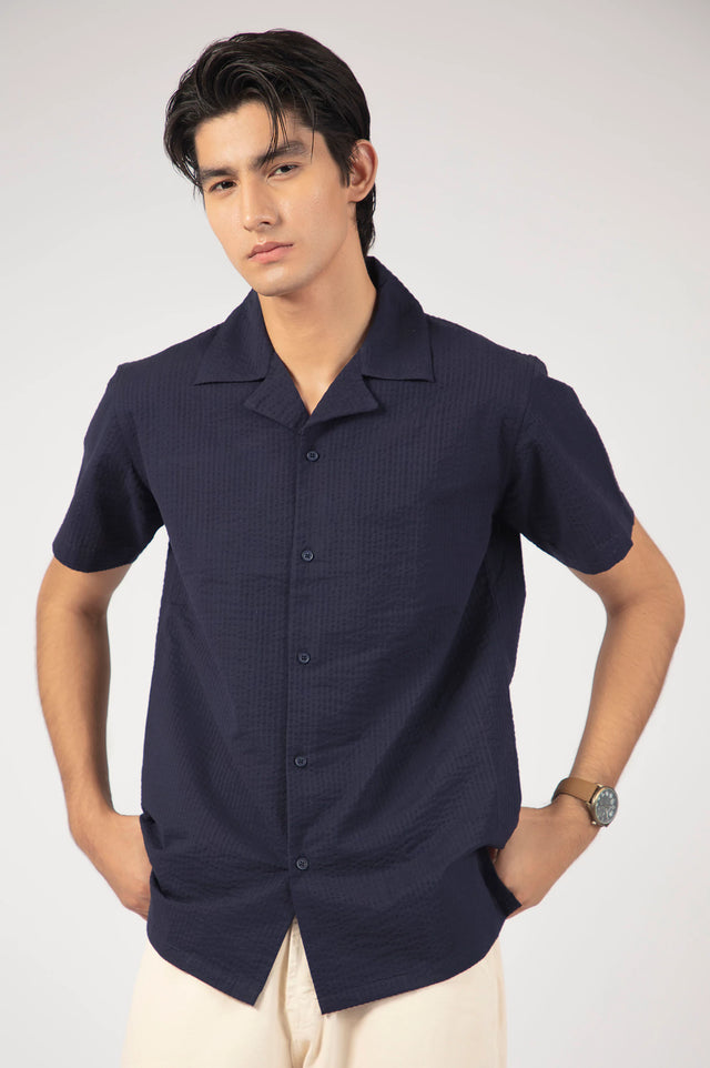 Cuban Colllar Textured Shirt