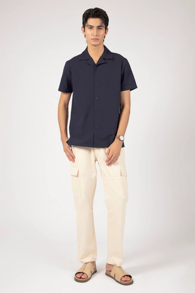 Cuban Colllar Textured Shirt