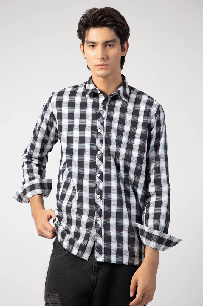 トップス FACE DESIGN TWO-TONE CHECKED SHIRT jackjones-