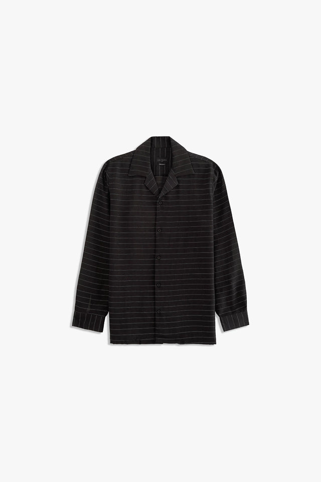 Cuban Collar Striped Shirt