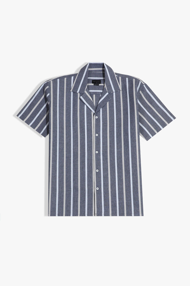 Cuban Collar Striped Shirt