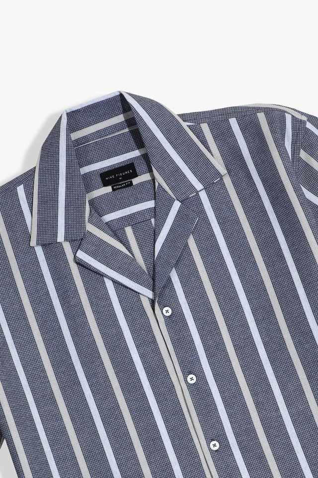 Cuban Collar Striped Shirt