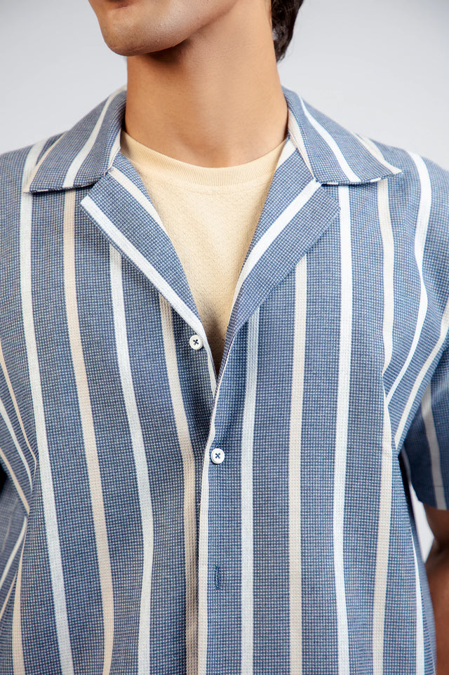 Cuban Collar Striped Shirt