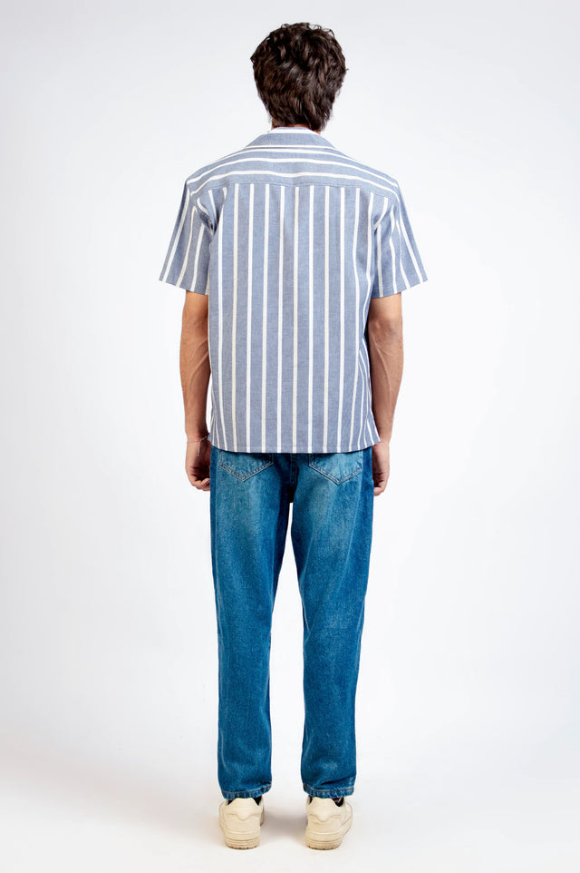 Cuban Collar Striped Shirt