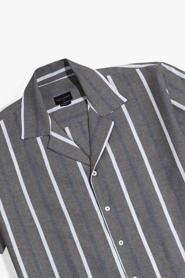 Cuban Collar Striped Shirt