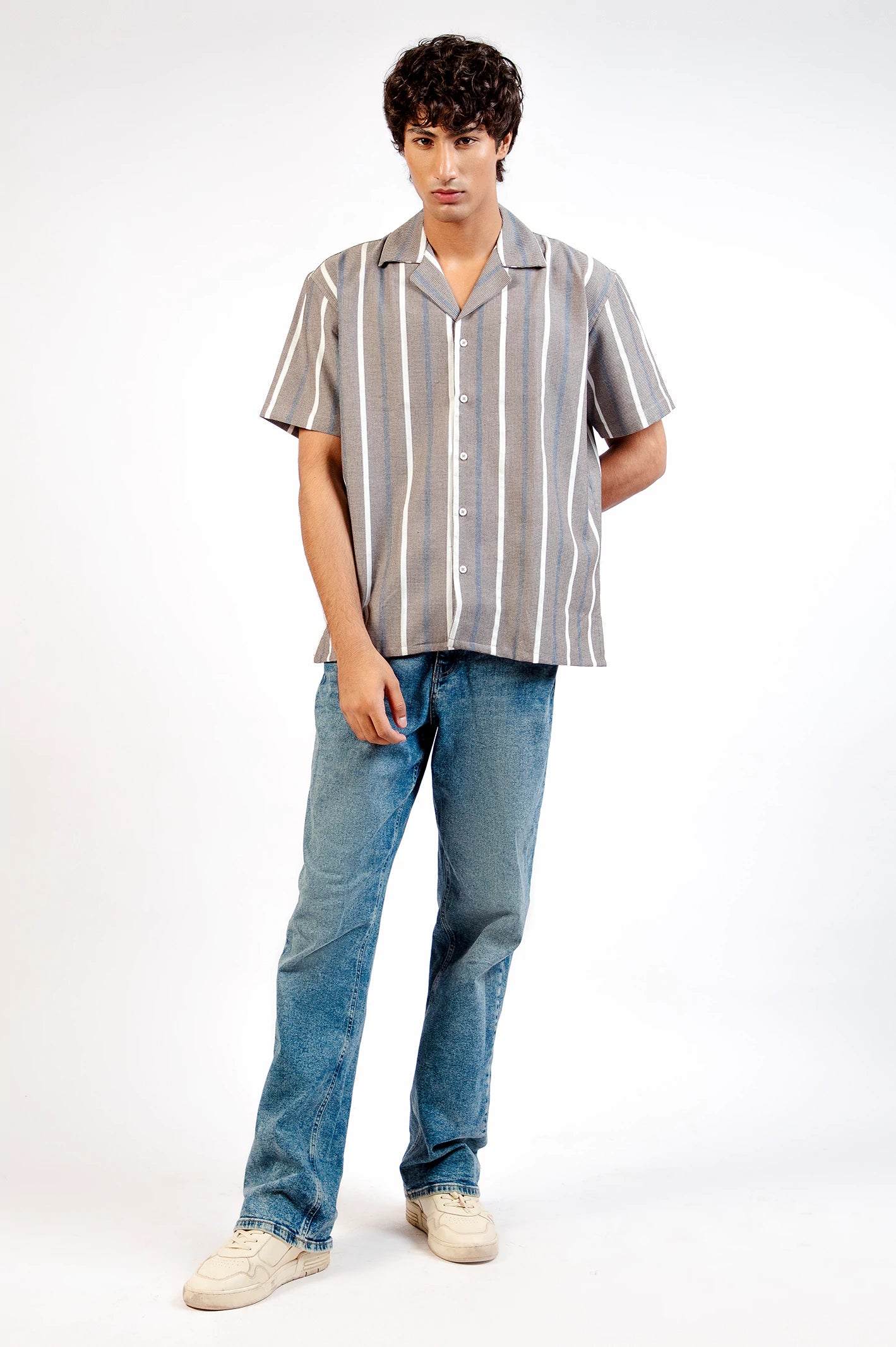 Cuban Collar Half Sleeve Shirt