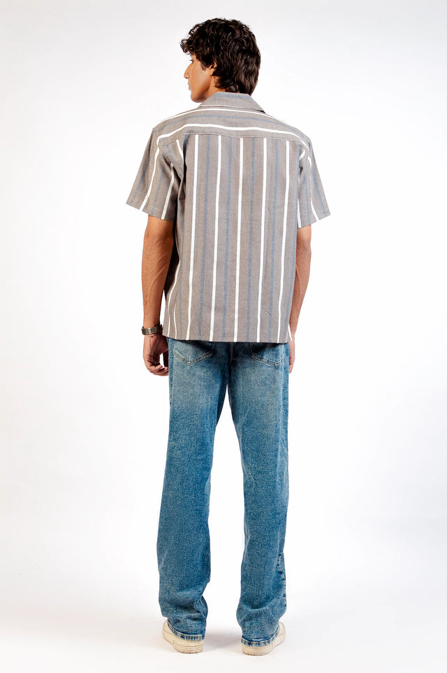 Cuban Collar Striped Shirt