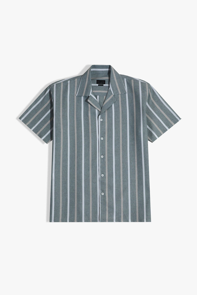 Cuban Collar Striped Shirt