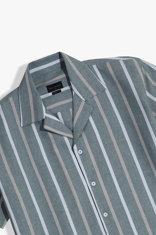 Cuban Collar Striped Shirt